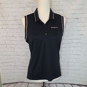 Oakley Balata Sleeveless Womens Performance Golf Polo Black W/ Pink Trim Size M